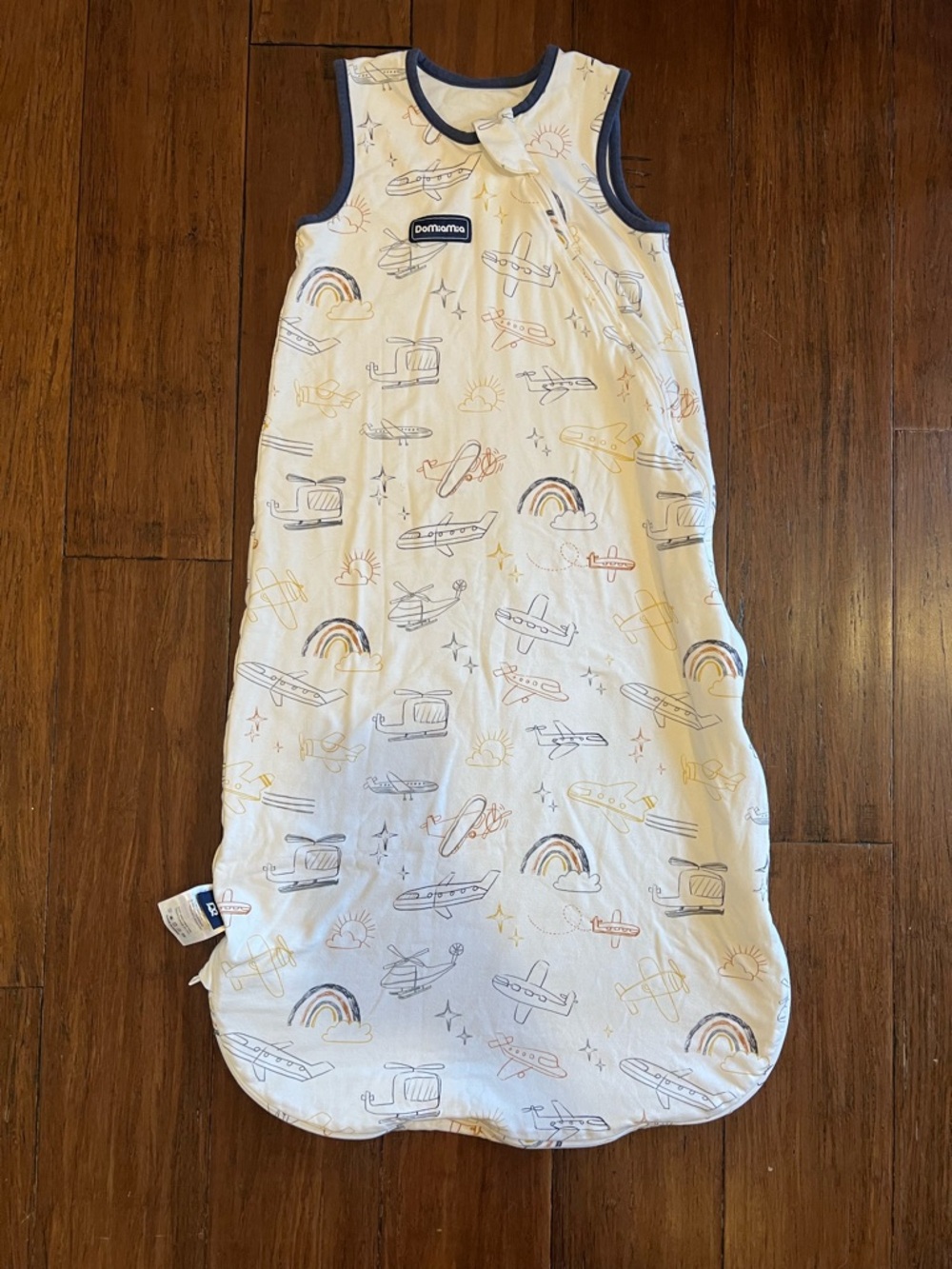 Domiamia Airplane & Rainbow Sleeveless Sleep Sack in White and Navy XL